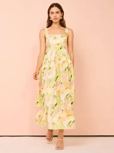 Acler Rangewood Midi Dress Flora Blur Size 8 