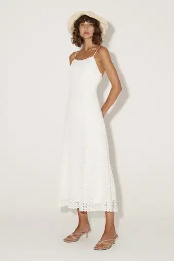 Hansen & Gretel Fiora Daisy Lace Midi Dress in White Size S / AU 8