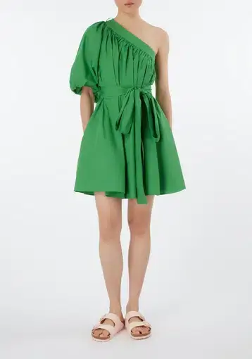 Oroton One Shoulder Mini Dress Green Size 6