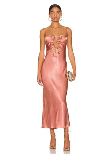 Shona Joy Eloise Lace Up Midi Dress Antique Rose Size 8
