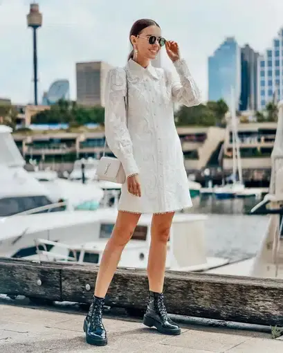 Mackenzie Mode Topiary Dress in White Size 6