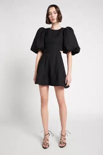 Aje Bouquet Puff Sleeve Mini Dress in Black Size 4