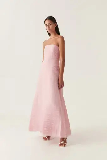 Aje Soundscape Maxi Dress in Chalk Pink Size 8