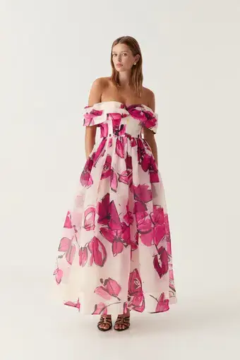 Aje Cordelia Corseted Maxi Dress Falling Florals Size XL / AU 14