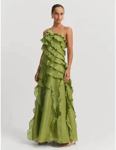 Country Road Cactus Ruffle Maxi Dress Green Size 4