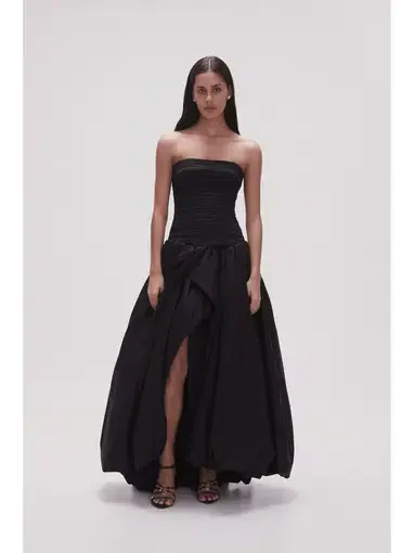Aje Violette Bubble Hem Maxi Dress Black Size AU 8