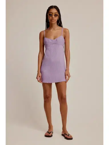 Venroy Panelled Crinkle Mini Dress Lilac Size S / AU 8