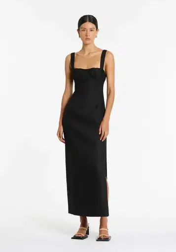 Sir The Label Bettina Midi Dress Black Size 8