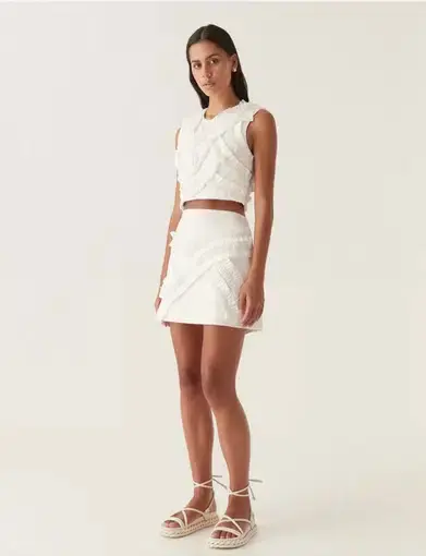 Aje Aurelia Frill Shell Top & Kendra Mini Skirt Set White Size 8