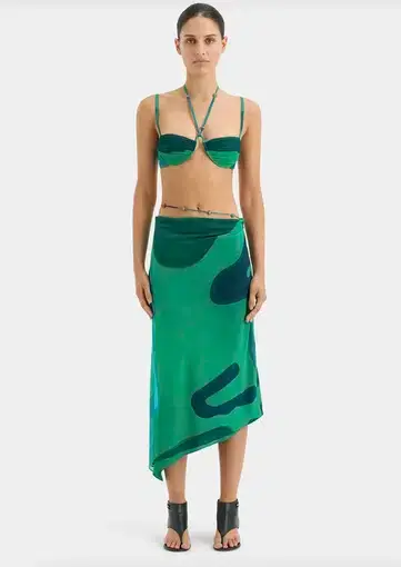 Sir The Label Frankie Bias Skirt Emerald Reflection Size 0/AU 6