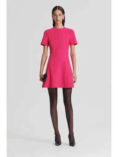 Scanlan Theodore Italian Milano Short Sleeve Dress in Raspberry Size AU 6