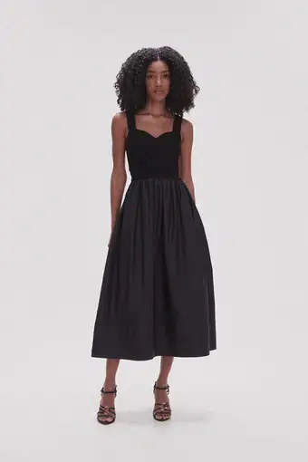 Aje Romarin Knit Bodice Midi Dress in Black Size L / AU 12