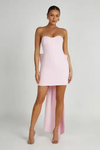 Meshki Meredith Strapless Bow Mini Dress Blush Pink Size 12