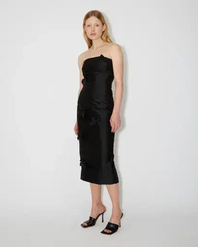 Bernadette Taffi Taffeta Strapless Midi Dress Black Size 6