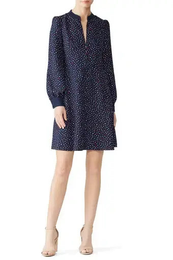 Kate Spade New York Lips Crepe Long Sleeve Mini Dress in Navy Blue Size 6