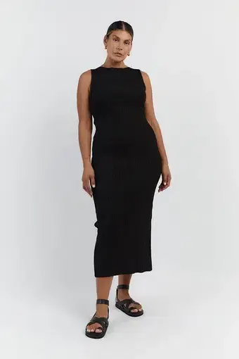 Dissh Sienna Knit Midi Dress Black Size L / AU 12