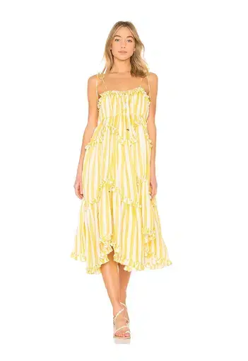 Zimmermann Lumino Floating Stripe Dress in Yellow Stripe Size 0/ AU 8
