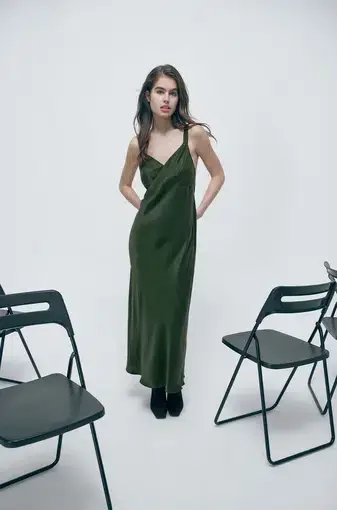 Silk Laundry Deco Ruched Dress Cedar Size XL/ AU 14
