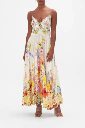 Camilla Long Dress With Tie Front Dress Sunlight Symphony Floral Size 10