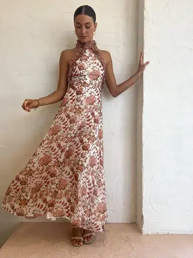 Sonya Ajloon Maxi Dress Floral Print Size 8