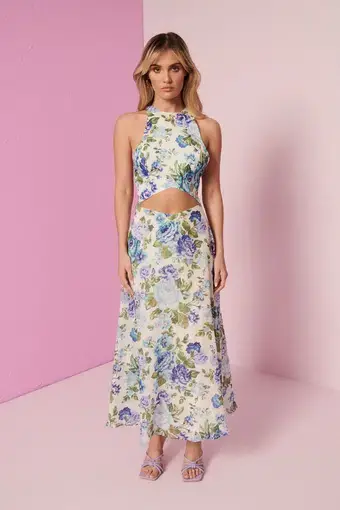 Kate Ford Mojave Braided Dress Belita Blue Floral Size AU 10