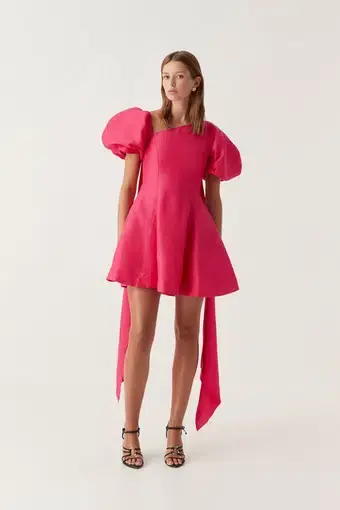 Aje Arista Tulip Sleeve Mini Dress Bougainvillea Red Size M / AU 10
