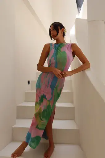 She is OLLÁ Luelle Midi Dress in Gaia Size 8