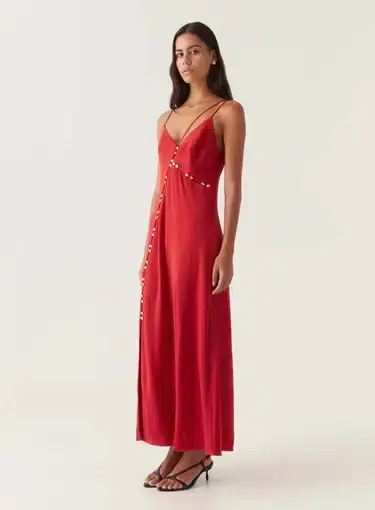 Aje Riddle Button Down Maxi Dress Red Size 8