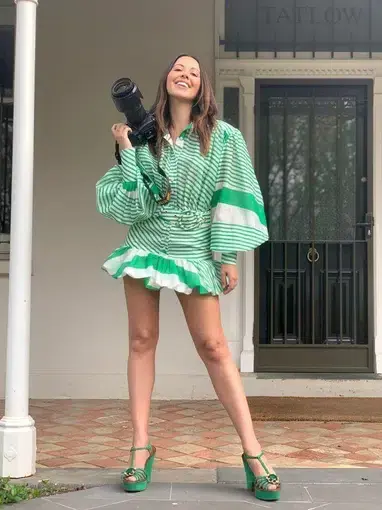 Mackenzie Mode Seeing Stars Mini Dress Green Size 12