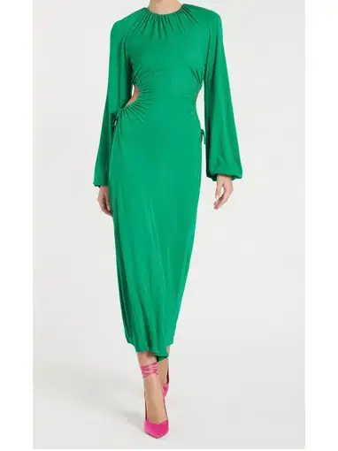 Rebecca Vallance Edie Cut Out Midi Dress in Green Size AU 8