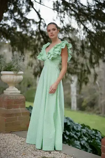 Aston Studio Letitia Dress In Lime Stripe Size 8 