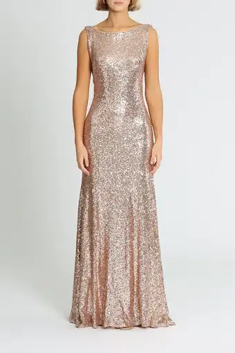 Theia Gemma Gown in Rose Gold Size 12