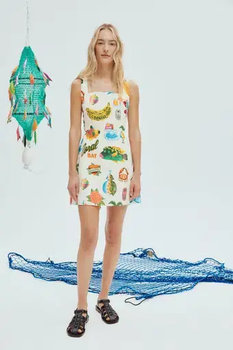 Alemais Samaki Mini Dress Print Size AU 10 