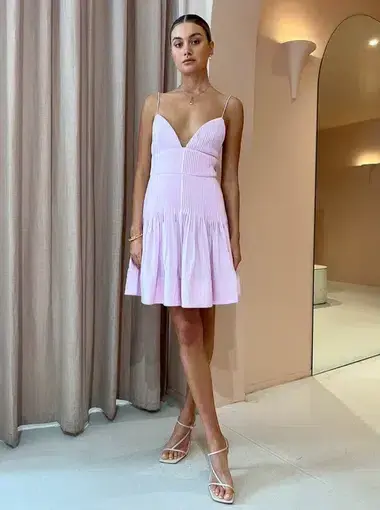 Clea Kenny Pintuck Mini Dress Pink Size 8