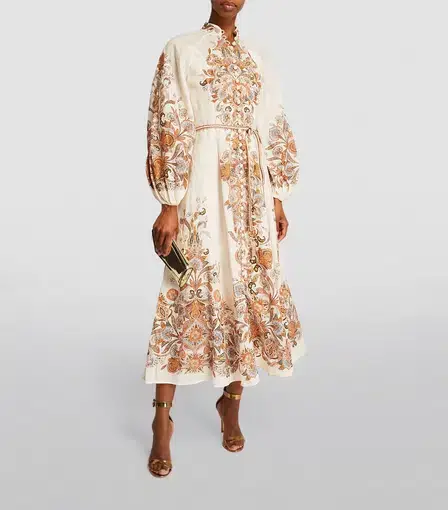 Zimmermann Devi Billow Long Dress Ivory Paisley Size 1 / AU 10