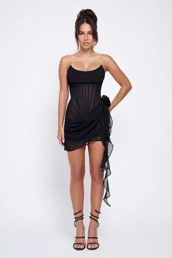 Lani Lou Camellia Mini Dress Black Size M / AU 10