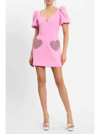 Rebecca Vallance Rochelle Puff Sleeve Mini Dress Pink Size AU 16