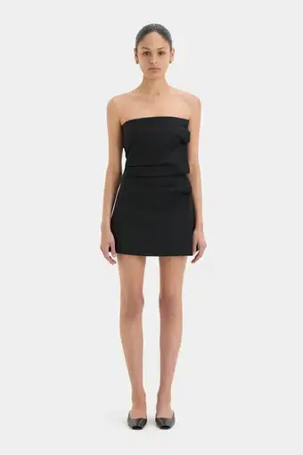 Sir the Label Leonardo Pleated Mini Dress Black Size 2 /Au 10