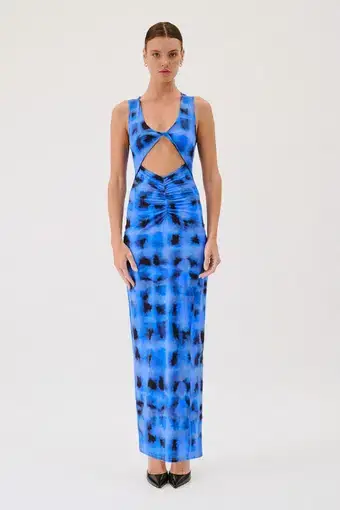 Suboo Shibori Sleeveless Reversible Twist Front Maxi Dress Blue Size S / AU 8