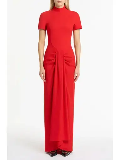 Carla Zampatti Crepe Waterfall Gown in Red Size AU 10