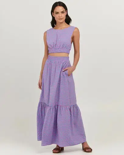 Charlie Holiday Elena Crop and Whitney Maxi Skirt Set Gingham Size 6