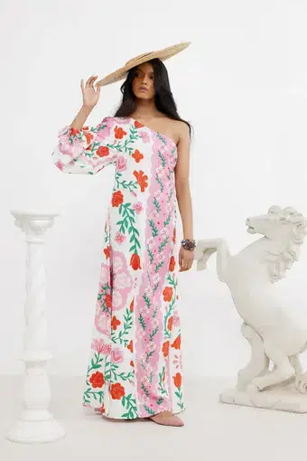 Binny Sunline One Shoulder Maxi Dress Floral Size 10
