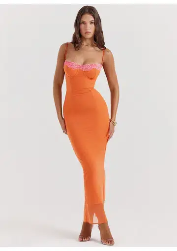 House of CB Aiza Maxi Dress in Flame Orange Size S / AU 8