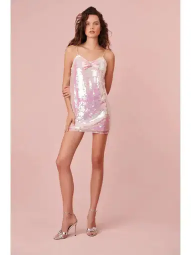 Love Shack Fancy Kumi Sequin Statement Mini Dress Irridescent Size 00 / AU 4