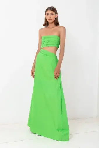 SWF Boutique Asymmetric Cut Out Maxi Dress Verde Size 12