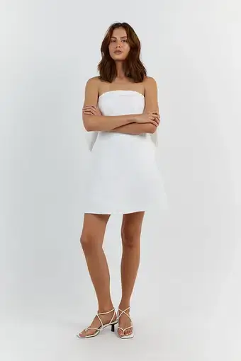 DISSH Aisle Linen Back Bow Mini Dress White Size 10