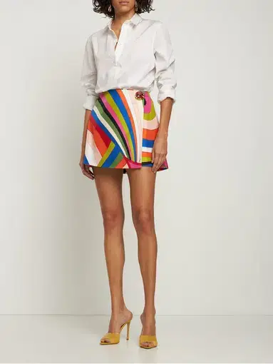 Pucci Rainbow Iride Print Wrap Mini Skirt Multi Size IT40/AU 8