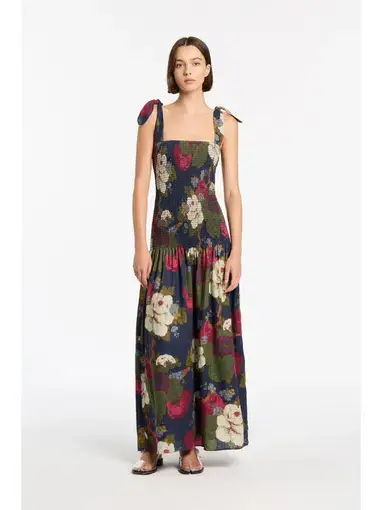 Sir The Label Francesca Shirred Maxi Dress Garcia Floral Print Size 1 / AU 8