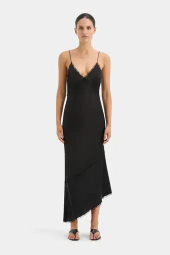 Sir The Label Martina V Neck Slip Dress Black Size 1/Au 8