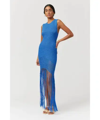Suboo Elvira Crochet Dress Blue Size AU 6
